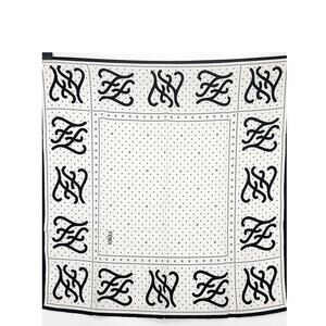 FENDI Karl Black and White Calligraphy Silk Scarf Foulard NWT